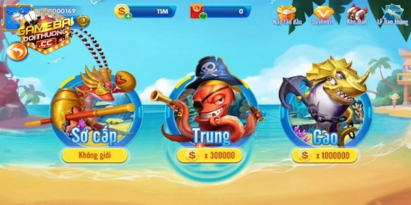 Các sảnh chơi trong game bắn cá hải vương